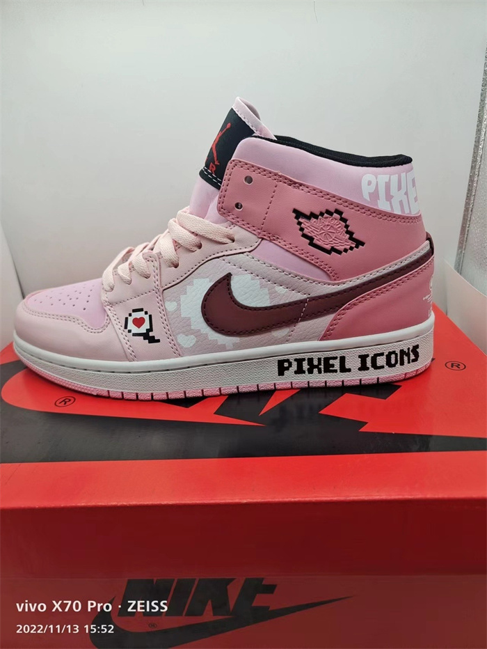 Women's Running Weapon Air Jordan 1 Pink/White Shoes 188